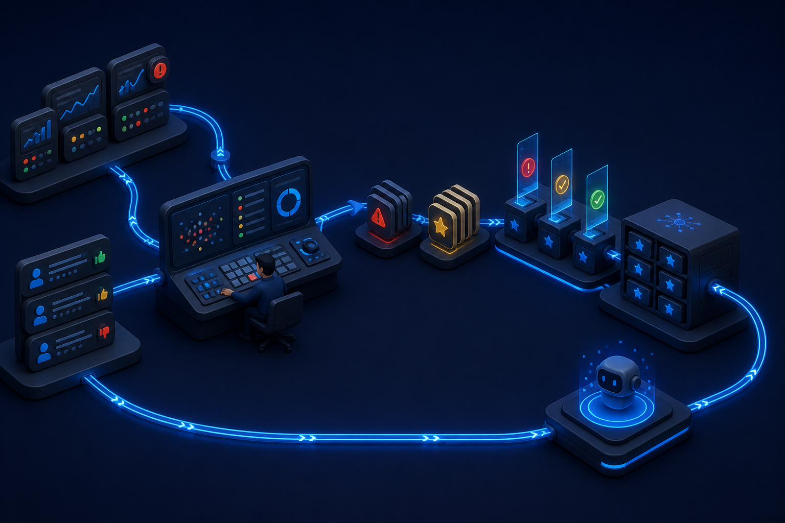 Continuous quality loop turning production feedback and incidents into new golden regression artifacts
