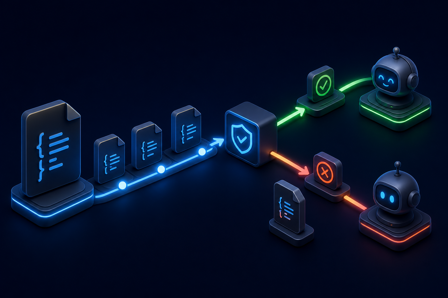 Isometric versioning lanes separating compatible schema updates from breaking changes.