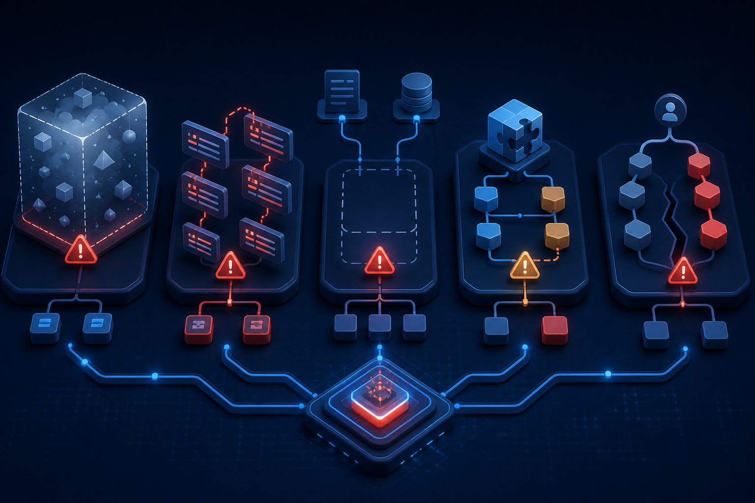 Common reusable skill failures including vague scope, duplicated instructions, missing evidence rules, and schema mismatch.