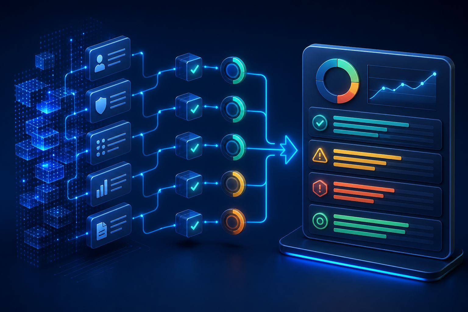 Validated review data transforming into a clear human-readable readiness artifact.