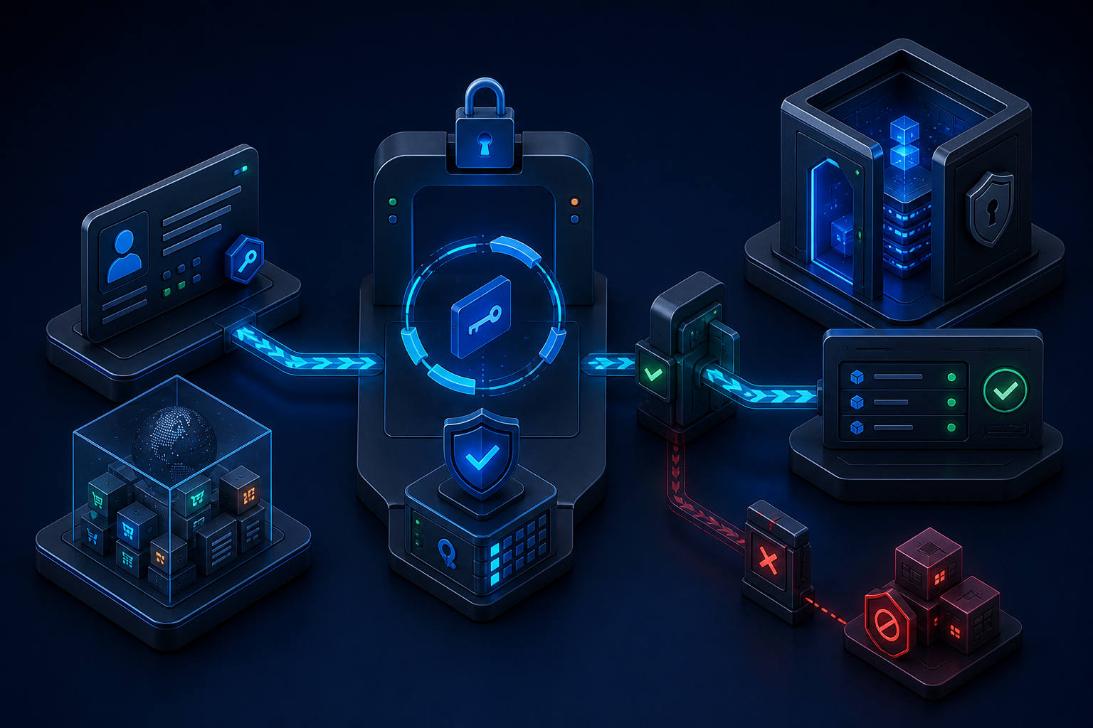 Secure MCP authentication flow with bearer token, audience validation, context routing, and tenant isolation