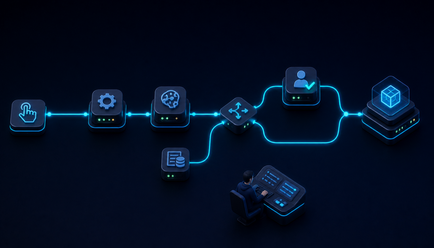 Anatomy of a SitecoreAI workflow agent showing trigger, actions, variables, branches, and output