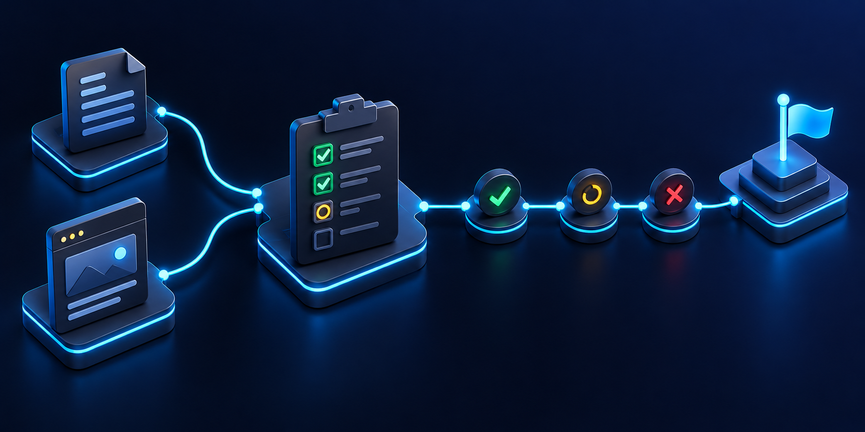task brief and target page converge into acceptance checklist