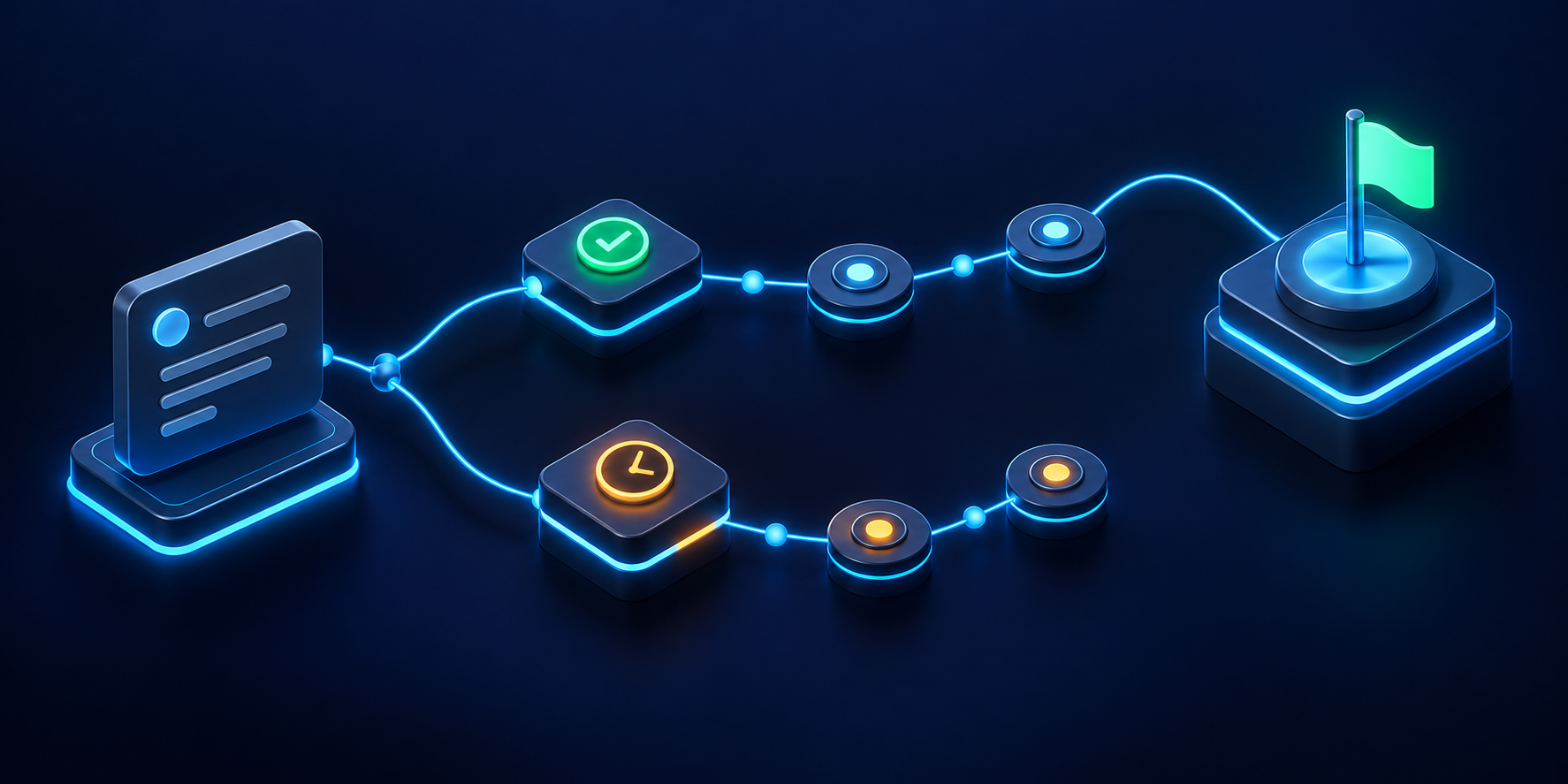 request card splits into confirmed checked path and uncertain amber clock path