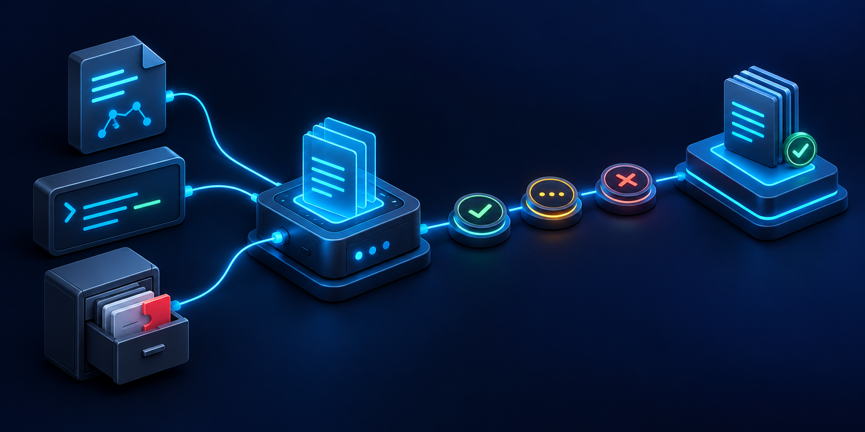 connected schema document, tool response box and page cabinet with misaligned token