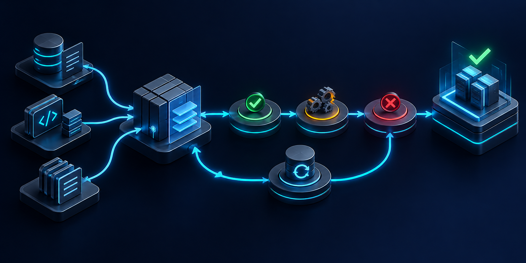 operator routes versioned schema package through staged release and recovery loop