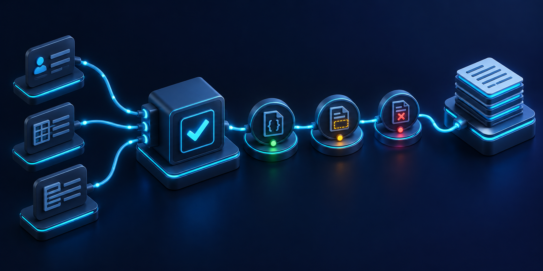 data fields pass shape validator and missing-field checkpoint into document stack