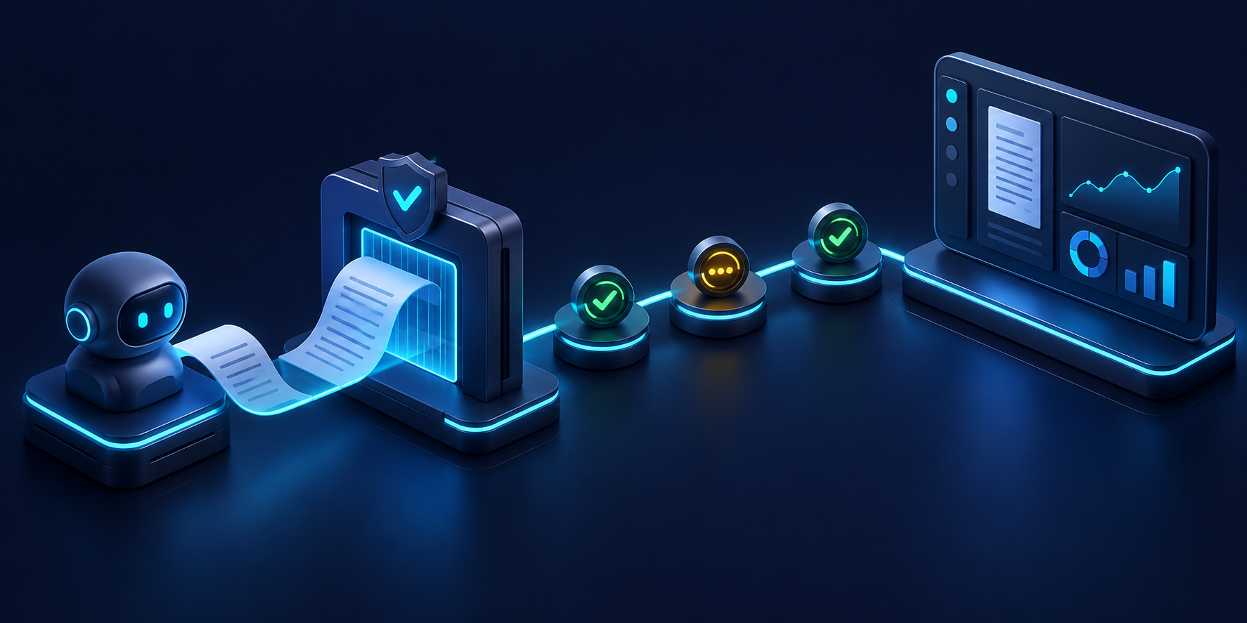 agent output document passes schema gate into dashboard panel