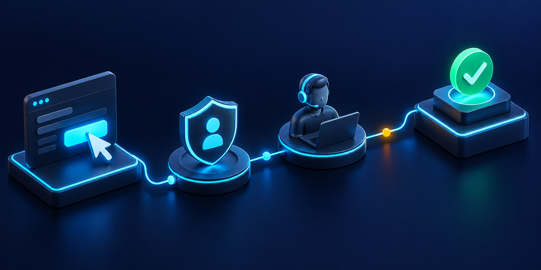 dashboard action button routes through identity shield and human checkpoint